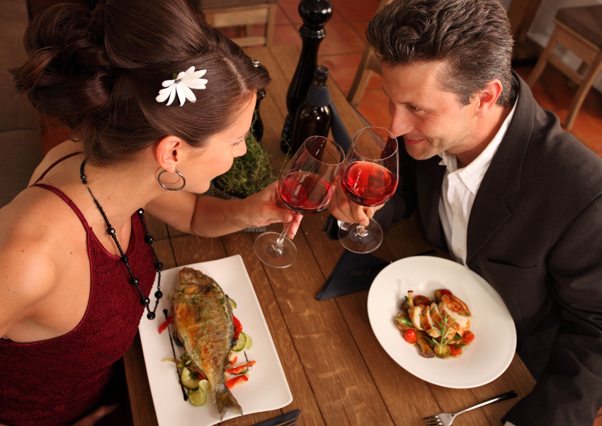 Couple eating together,